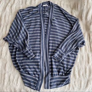 All in Favor Blue Striped Open Front Cardigan